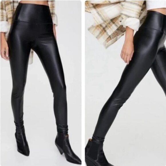 WILFRED FREE Daria Black PU Skinny Ankle Leggings Pants M NEW - Picture 1 of 10